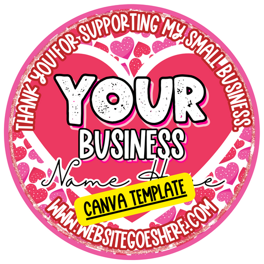 Pink Hearts Thank You Circle - Canva Template