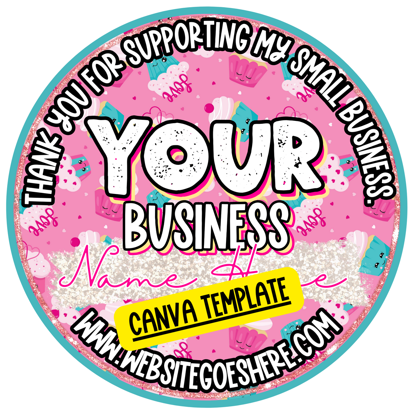 Love & Cupcakes Thank You Circle - Canva Template