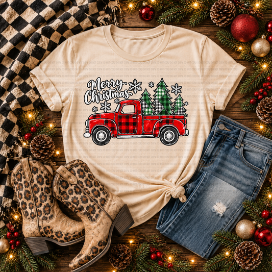 Plaid Merry Christmas Tree - PNG