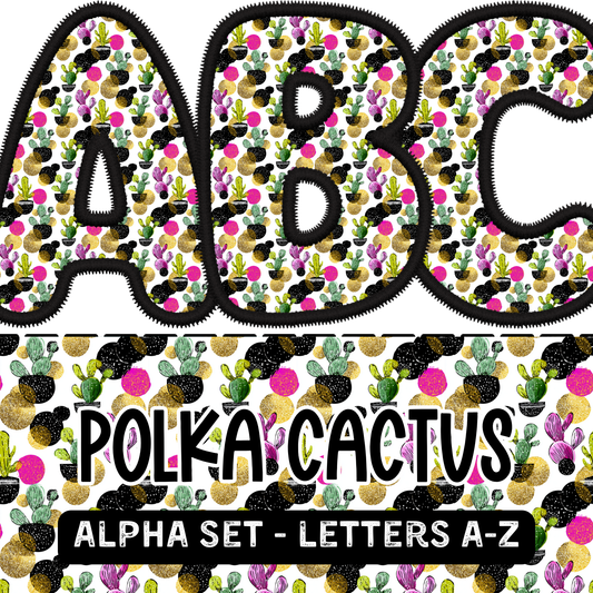 Polka Cactus Embroidered Alpha Set (Capital Letters Only)