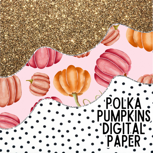 Polka Pumpkins Digital Paper