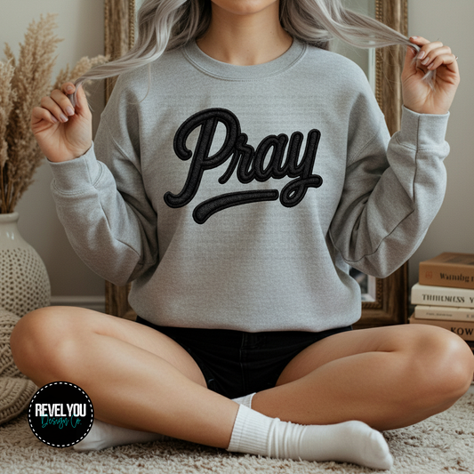 Pray Faux Applique - PNG