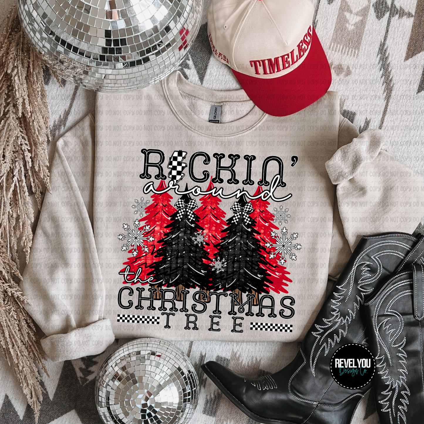 Rockin Around The Christmas Tree - Sleeve Design Included - PNG
