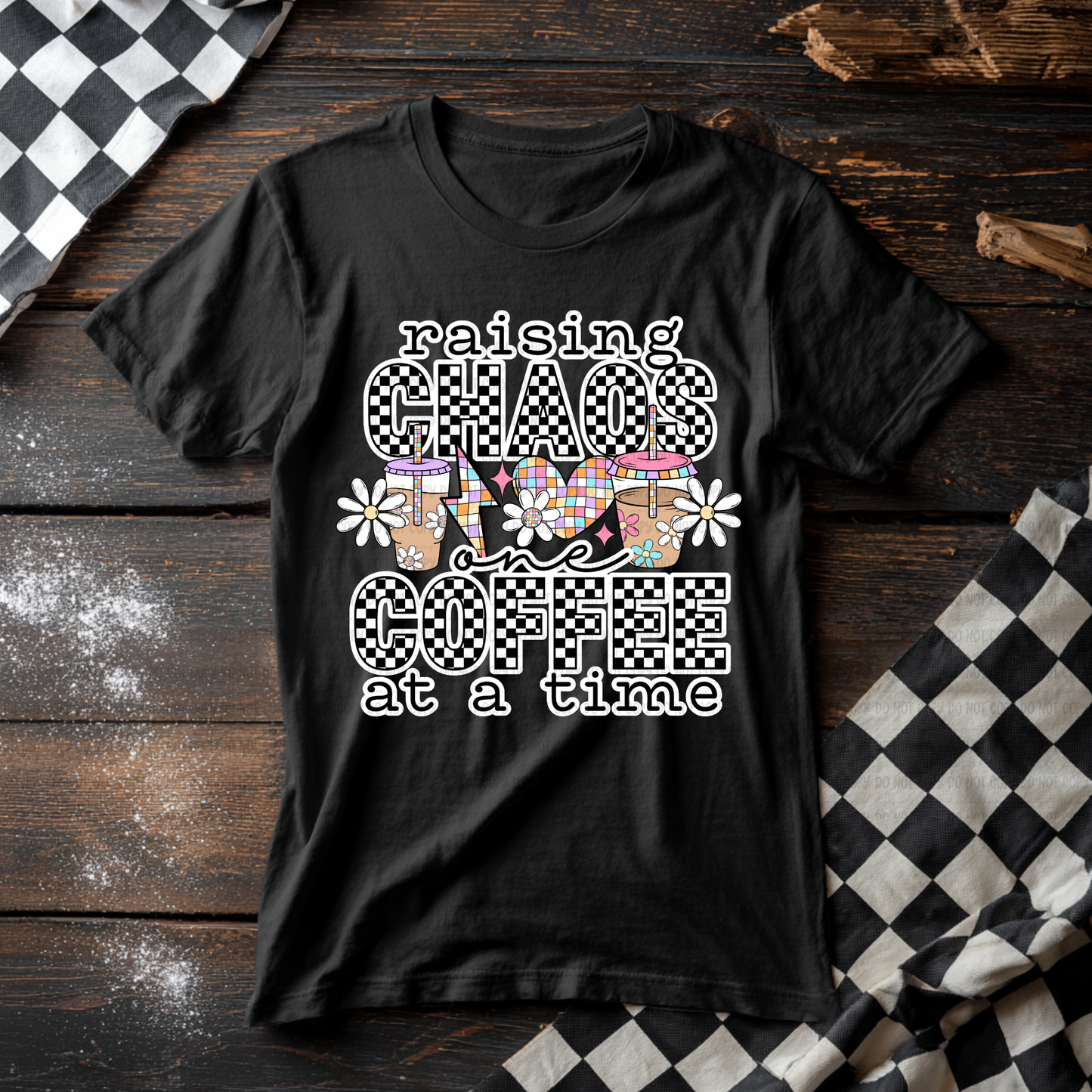Retro Raising Chaos One Coffee At A Time *Black & White*