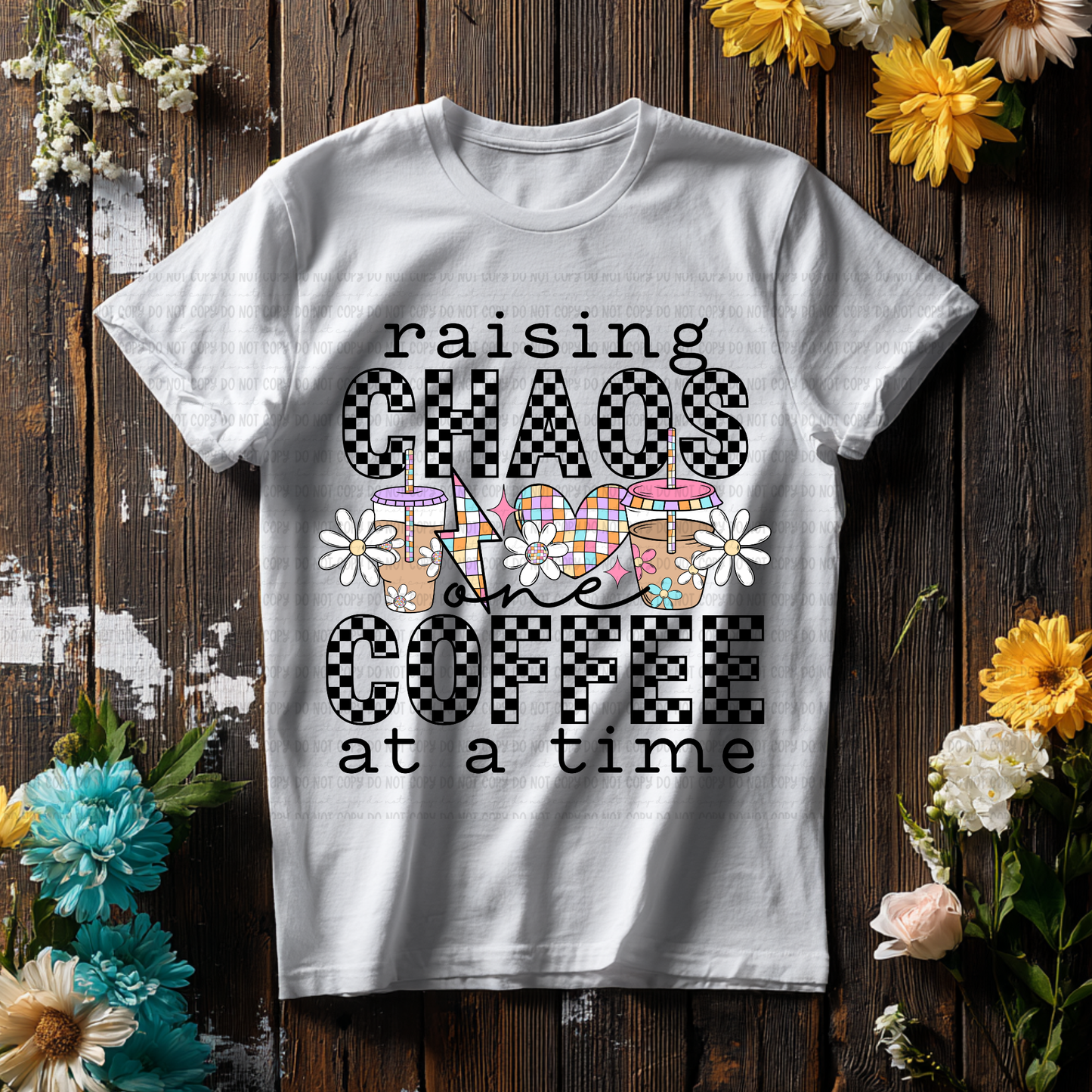 Retro Raising Chaos One Coffee At A Time *Black & White*