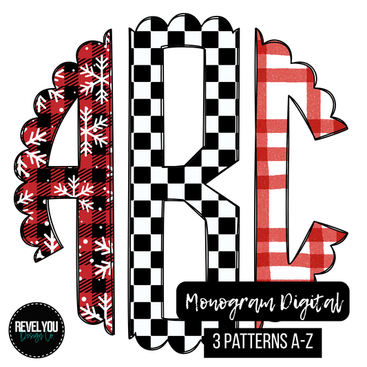 Red Winter Monogram Set - Individual PNGS
