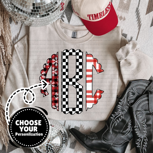 Red Winter Monogram  - Customize Yours - PNG