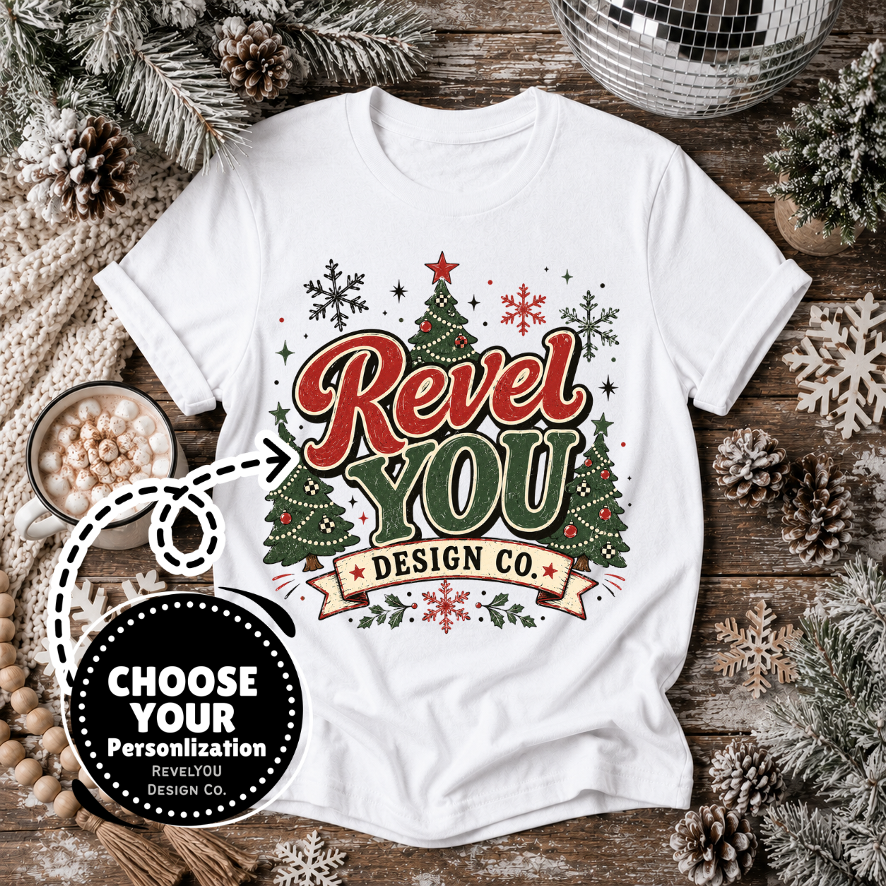 Retro Christmas Tree Branded Logo - PNG