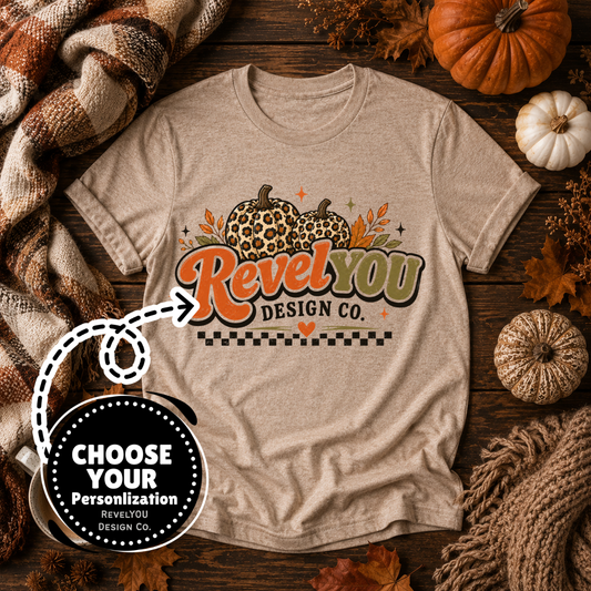 Retro Fall Leopard Pumpkin Branded Logo - PNG
