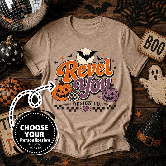 Retro Pumpkin Bats Branded Logo - PNG