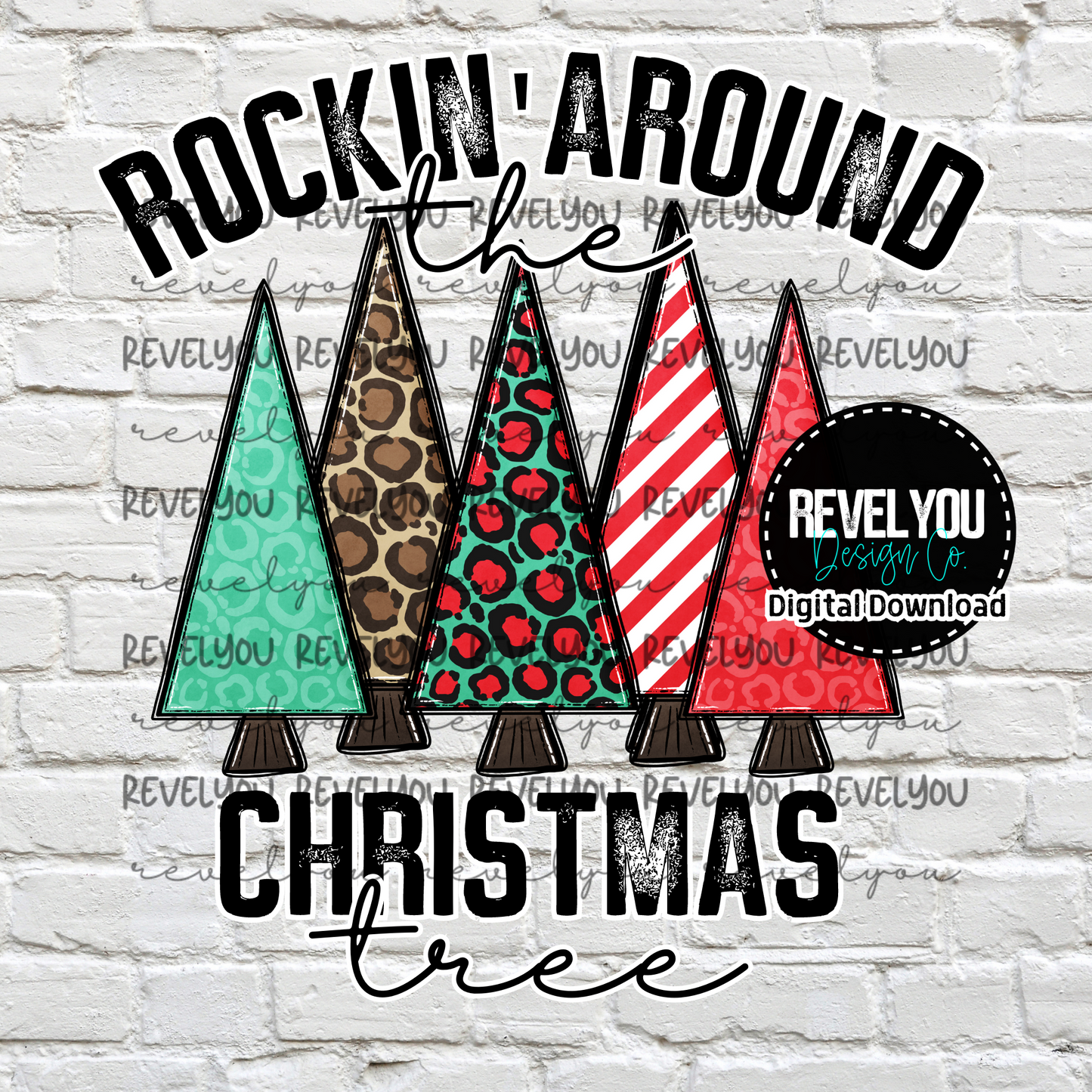 Rockin' Around The Christmas Tree Stripes - PNG