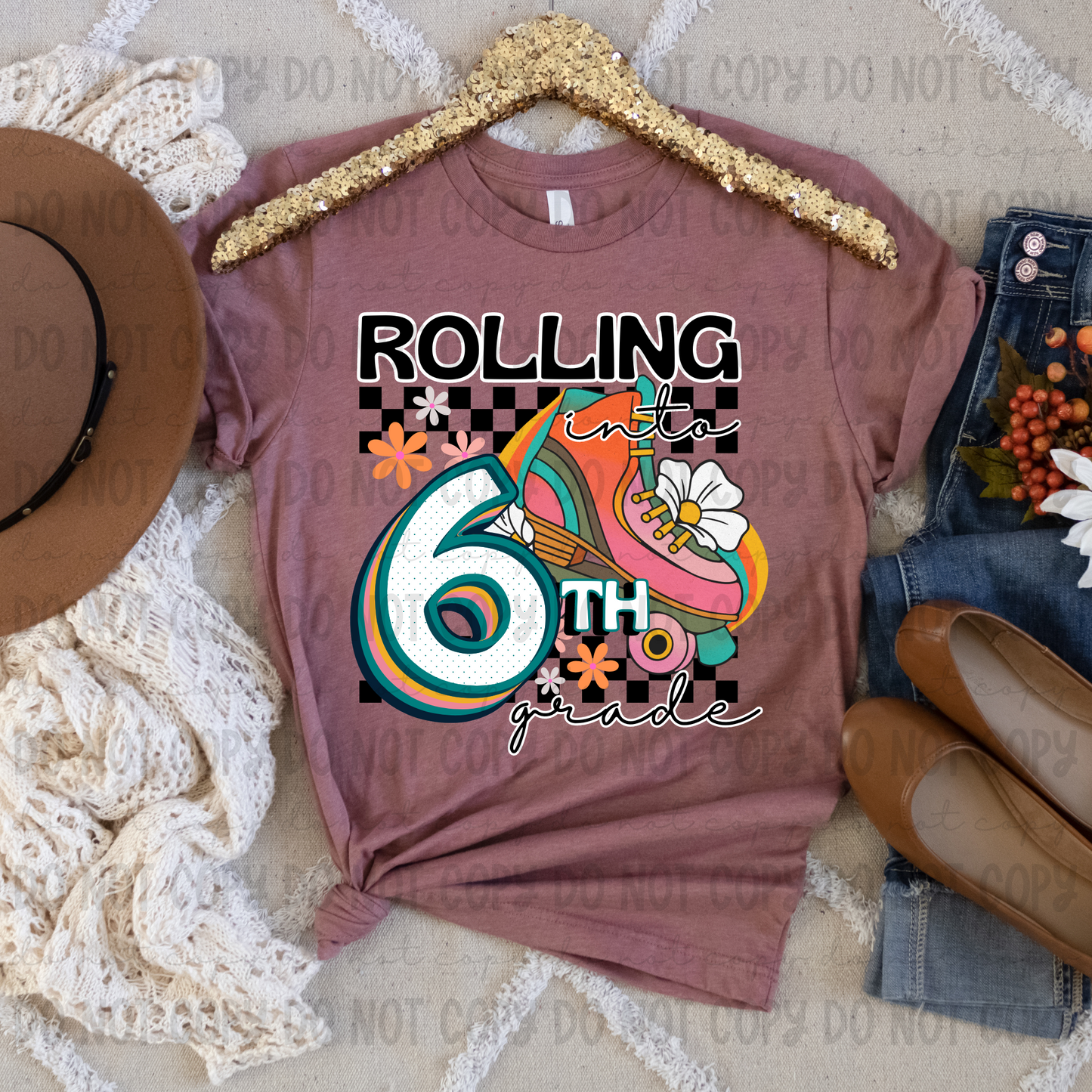 Rolling Into Sixth Grade Pink - PNG