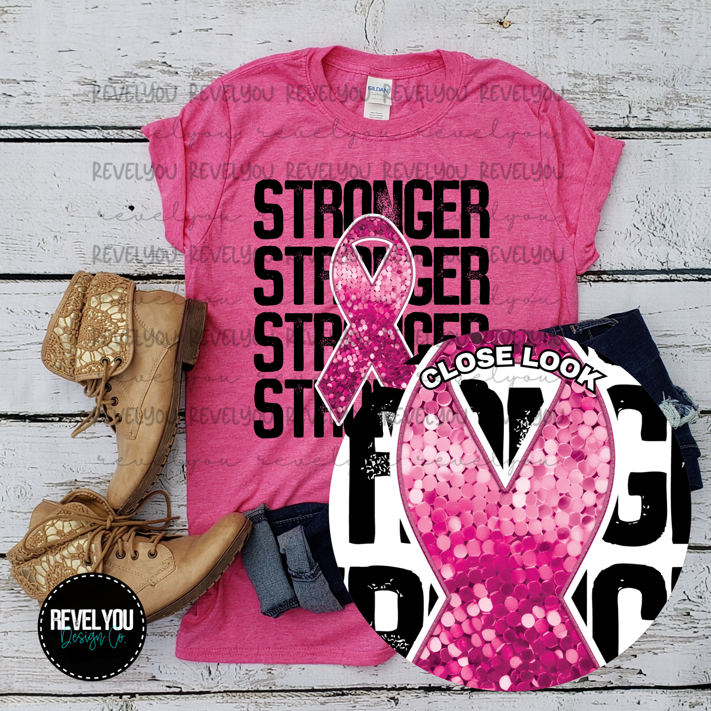 STRONGER Stack Faux Embroidery Sequin Look - PNG