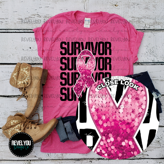 SURVIVOR Stack Faux Embroidery Sequin Look - PNG