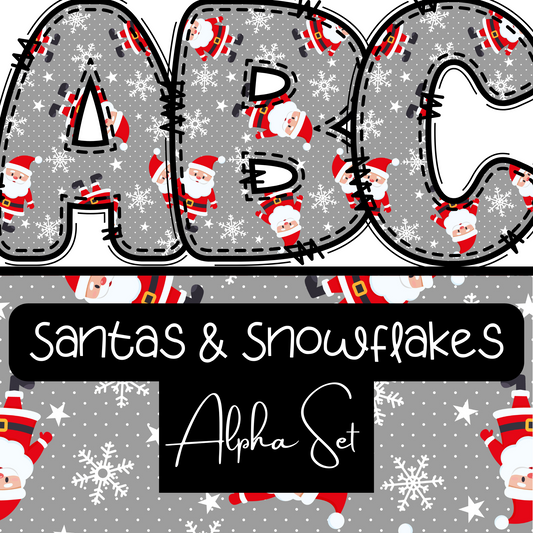 Santas & Snowflakes Alpha Set - A-Z Upper Case + 0-9