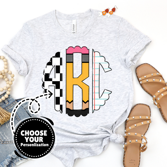 BACK TO SCHOOL MONOGRAM - Customize Yours - PNG
