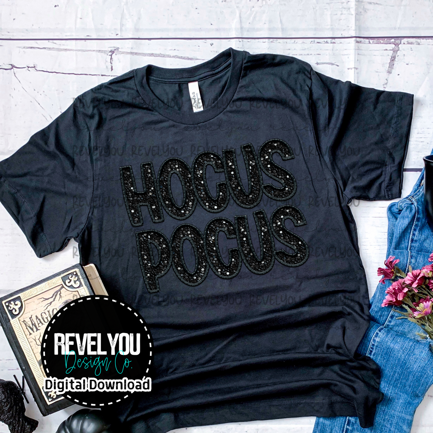 Hocus Pocus Faux Sequin Embroidery Look  - PNG