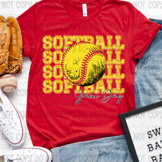 Softball Faux Glitter Stack Game Day - PNG