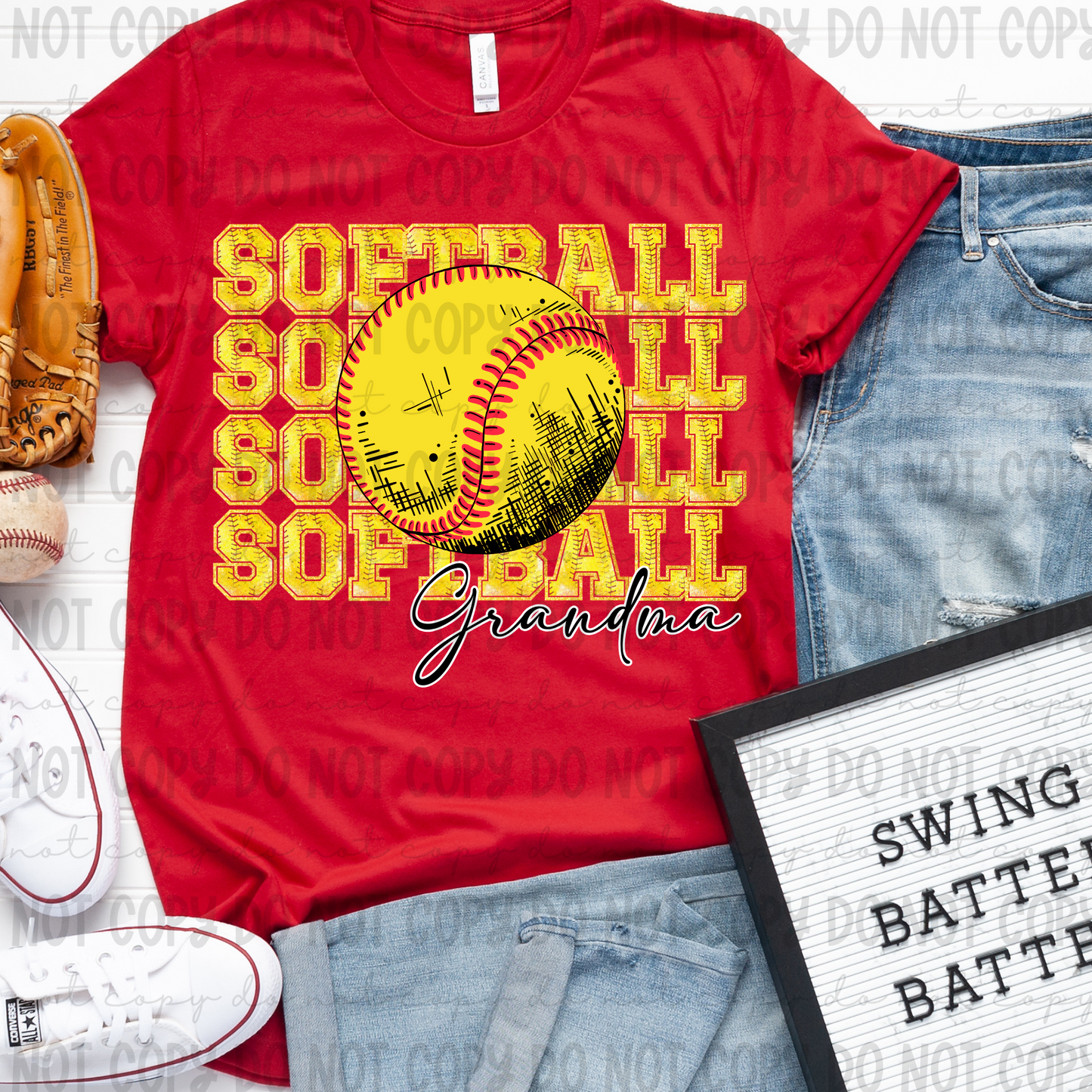 Softball Faux Glitter Stack Grandma - PNG