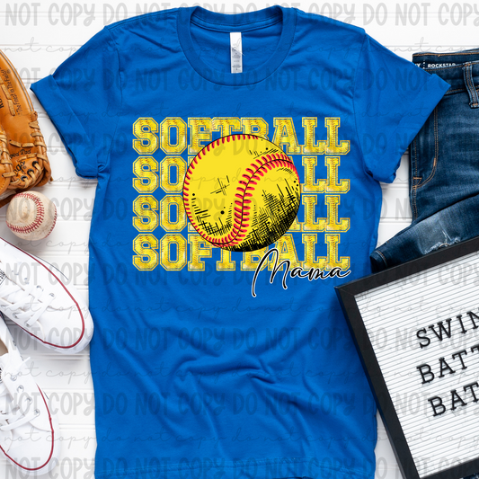 Softball Faux Glitter Stack Mama - PNG