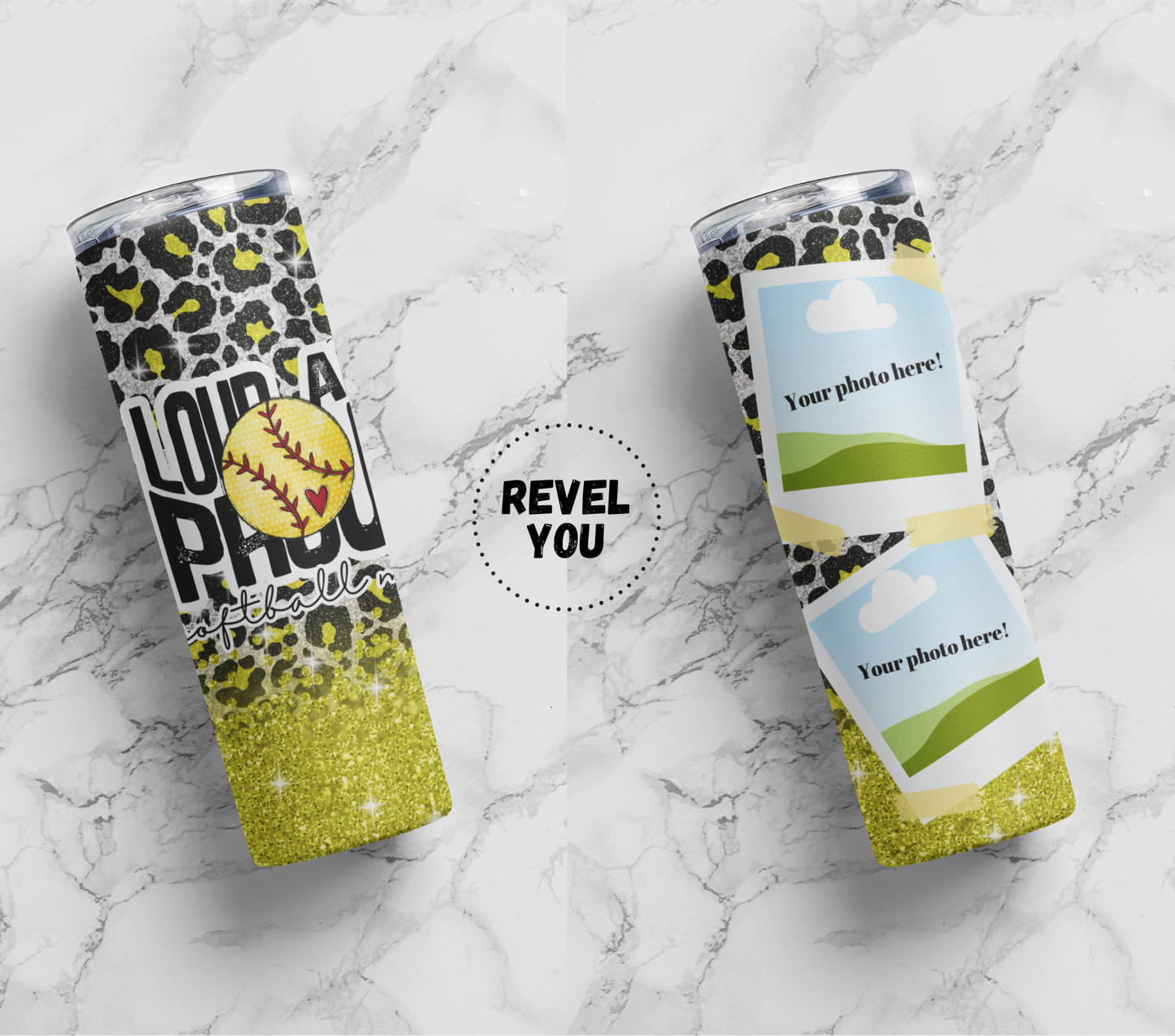 Softball Mom - Digital Tumbler PNG CANVA TEMPLATE