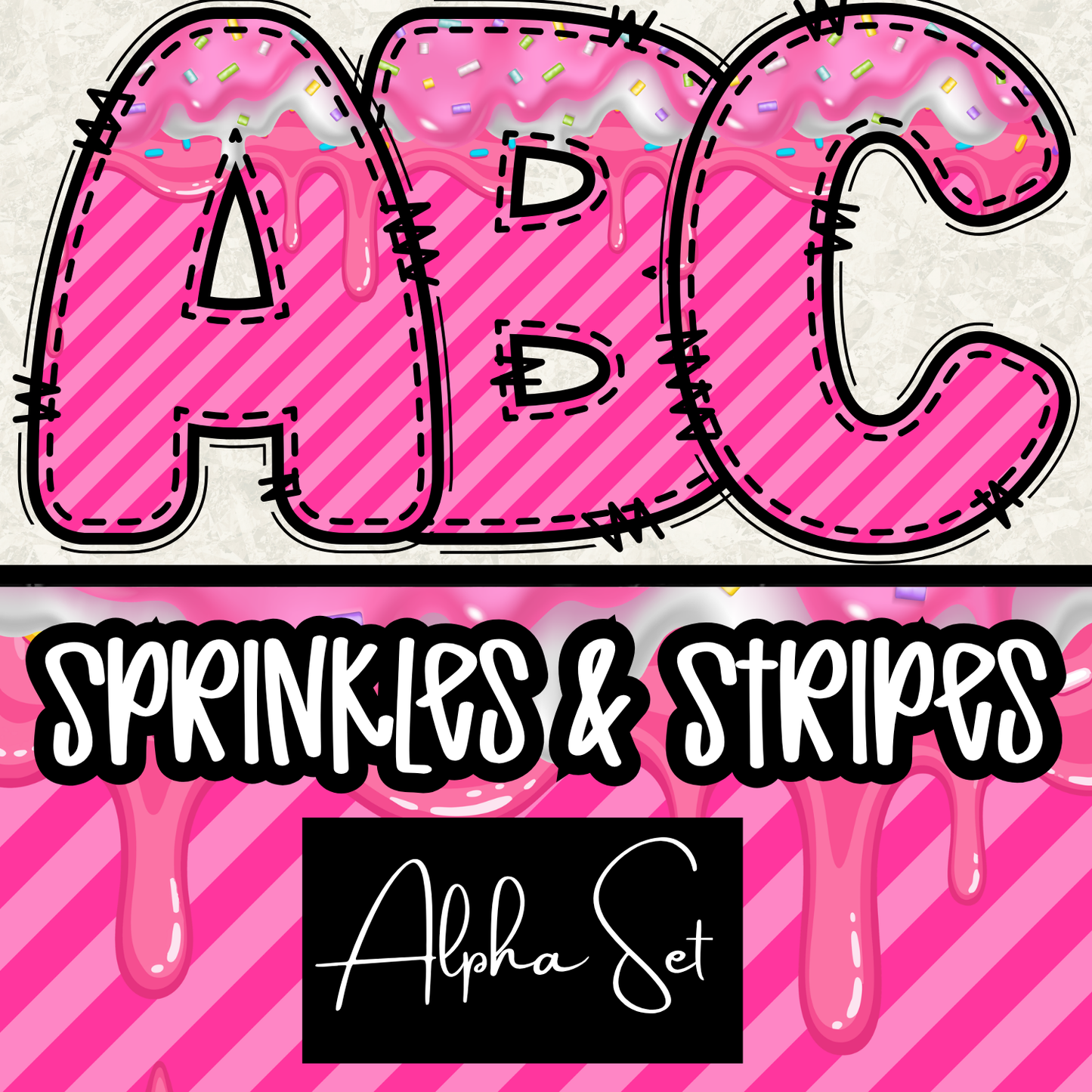 Sprinkles & Stripes - Uppercase, Lowercase, 0-9