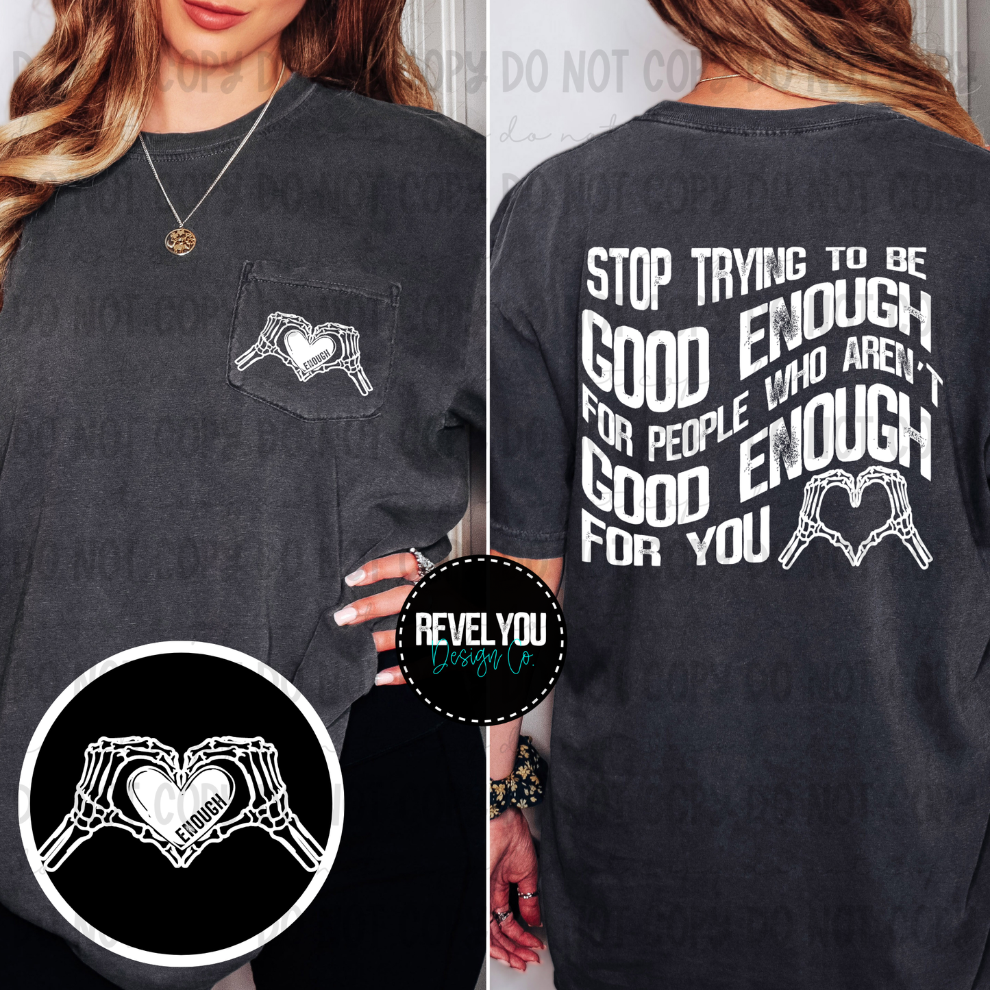 Stop Trying To Be Good Enough *Black and White Set* - PNG