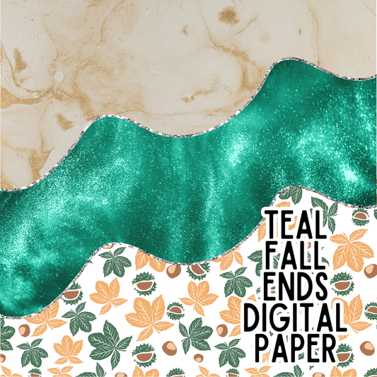 Teal Fall Ends Digital Paper