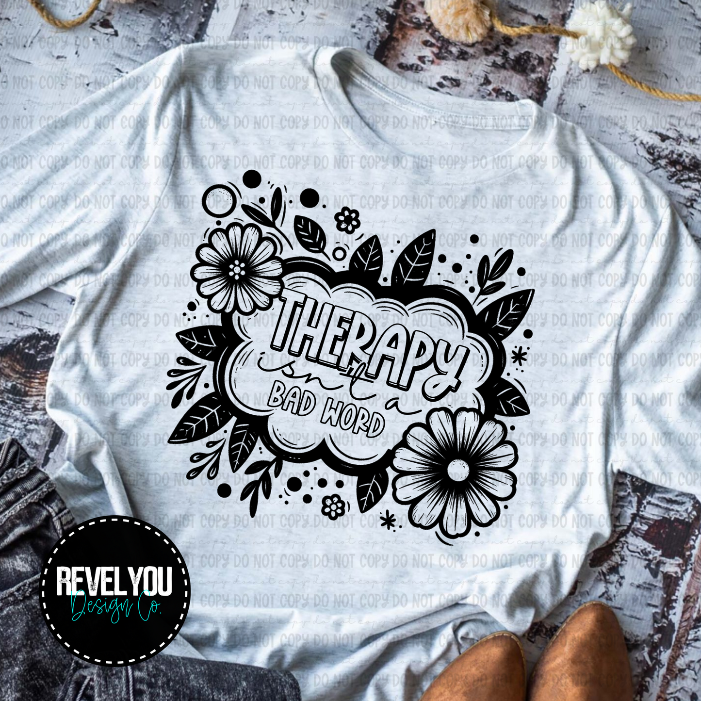 Therapy Isn't A Bad Word *Black/White Set* - PNG