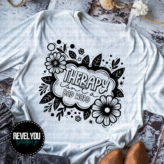 Therapy Isn't A Bad Word *Black/White Set* - PNG