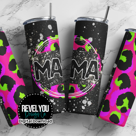 MAMA Neon Leopard - Digital Tumbler PNG