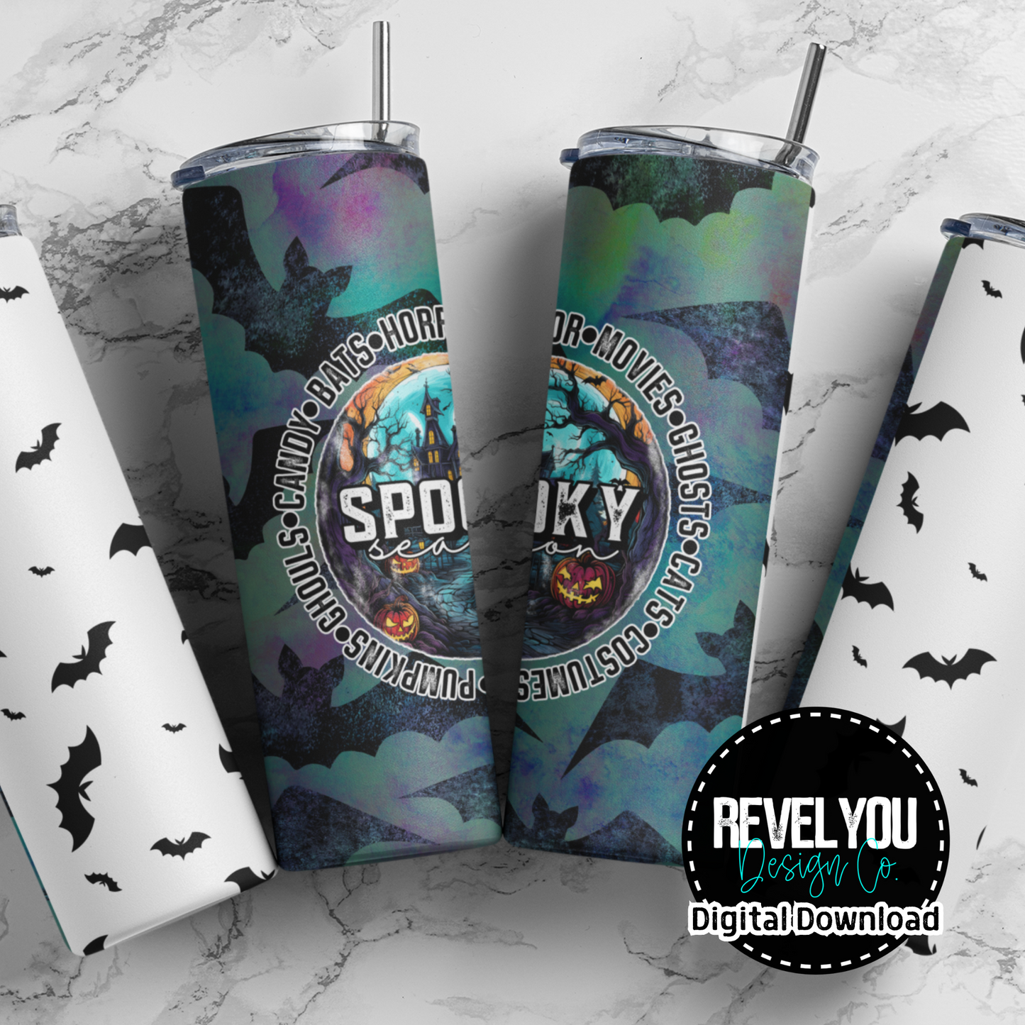 Spooky Season Bats - Digital Tumbler PNG