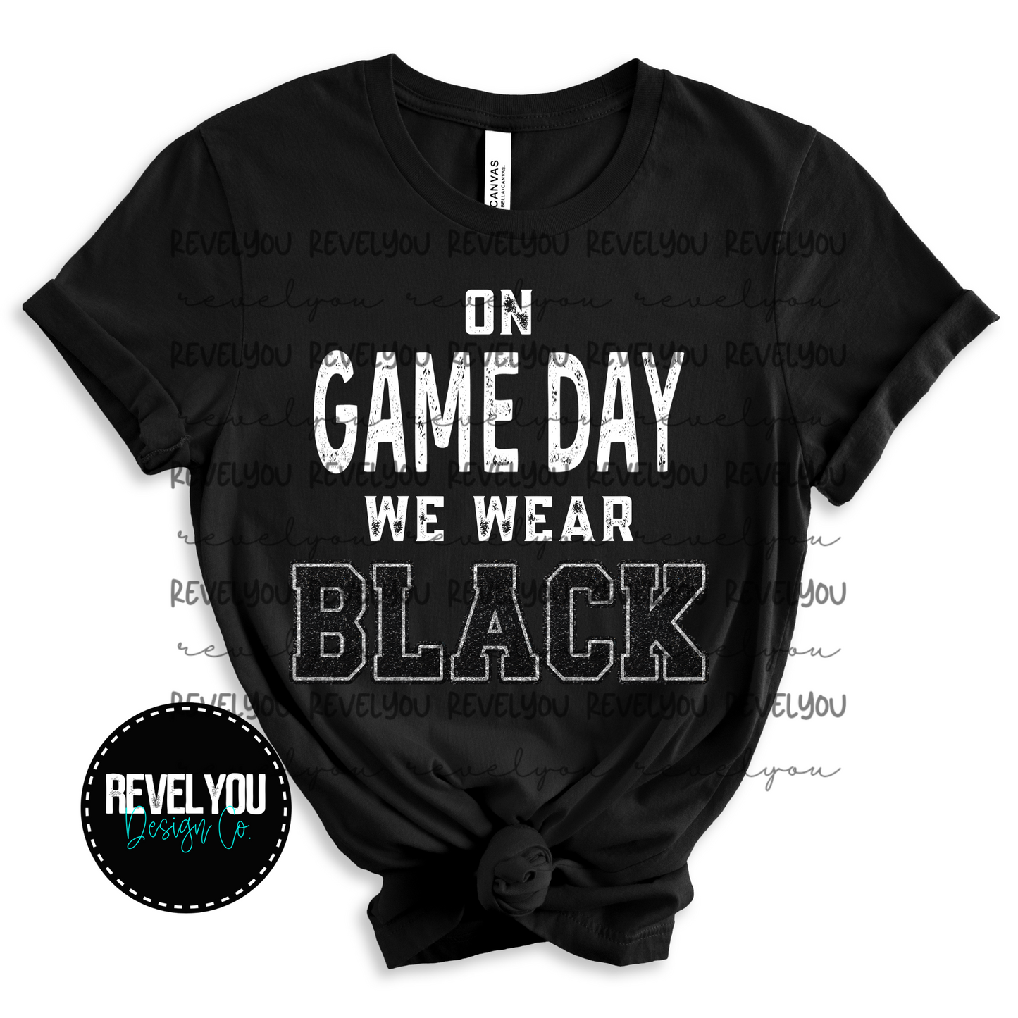 On Game Day We Wear Black *FAUX GLITTER*  - PNG