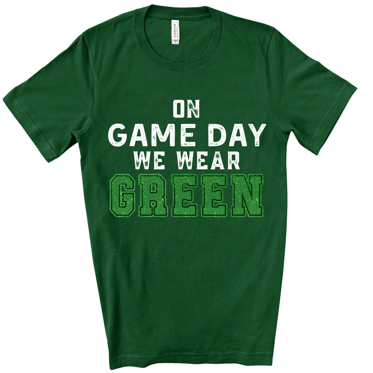 On Game Day We Wear Green *FAUX GLITTER*  - PNG