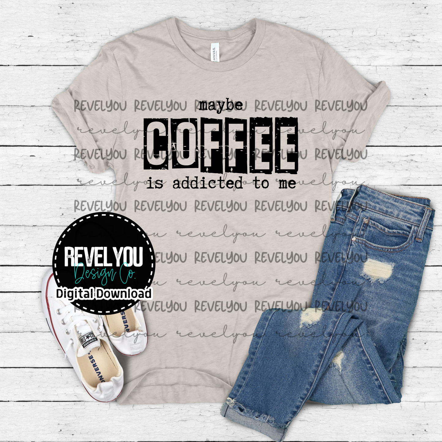 Maybe Coffee Is Addicted To Me *black - PNG