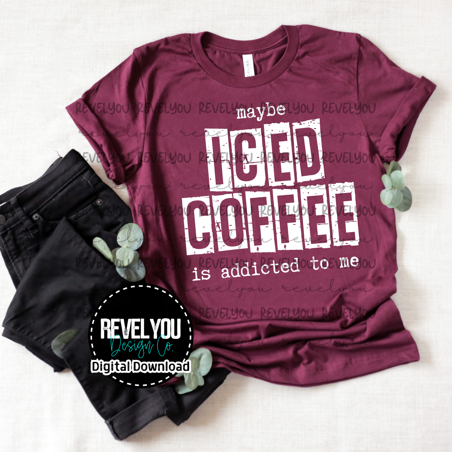 Maybe Iced Coffee Is Addicted To Me *white - PNG