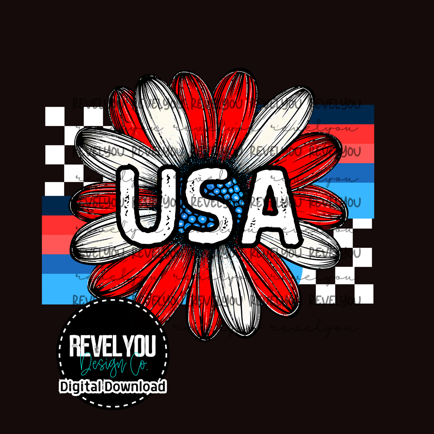 USA Retro Flower - PNG