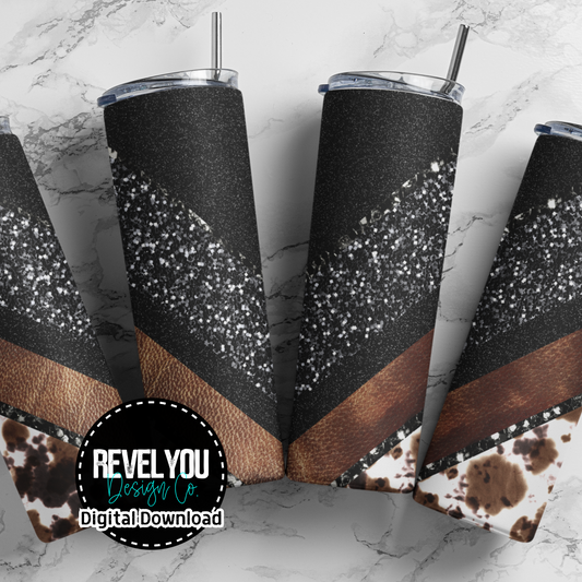 Leather Cowhide Bling - Digital Tumbler PNG