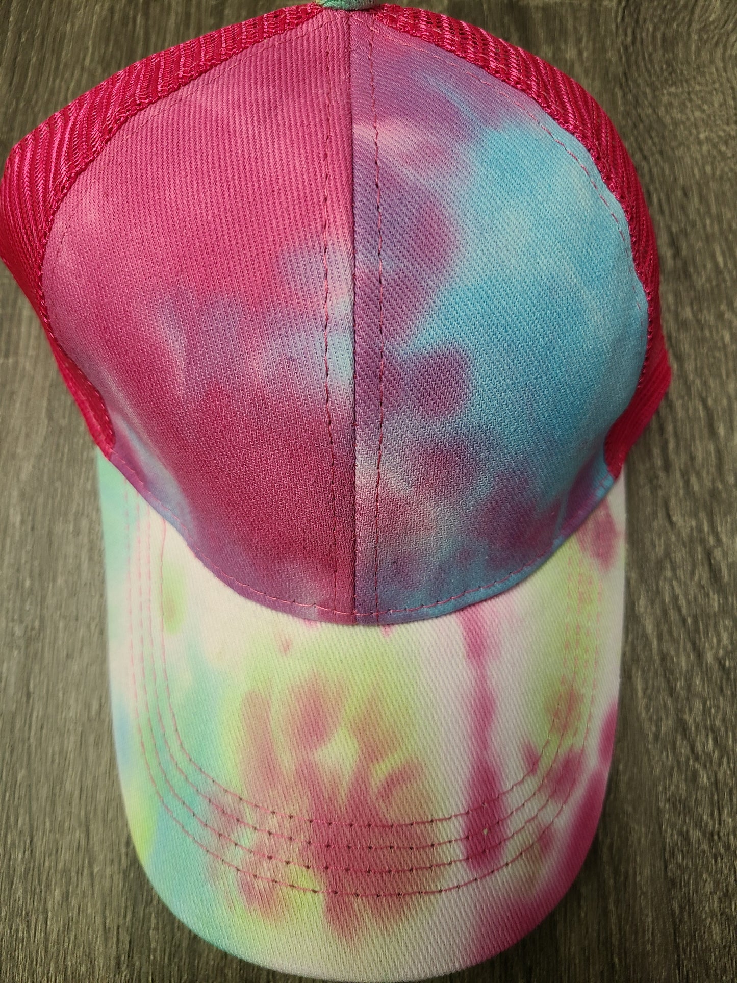 Distressed Pony Tail Hat - Tie Dye (no two are identical)