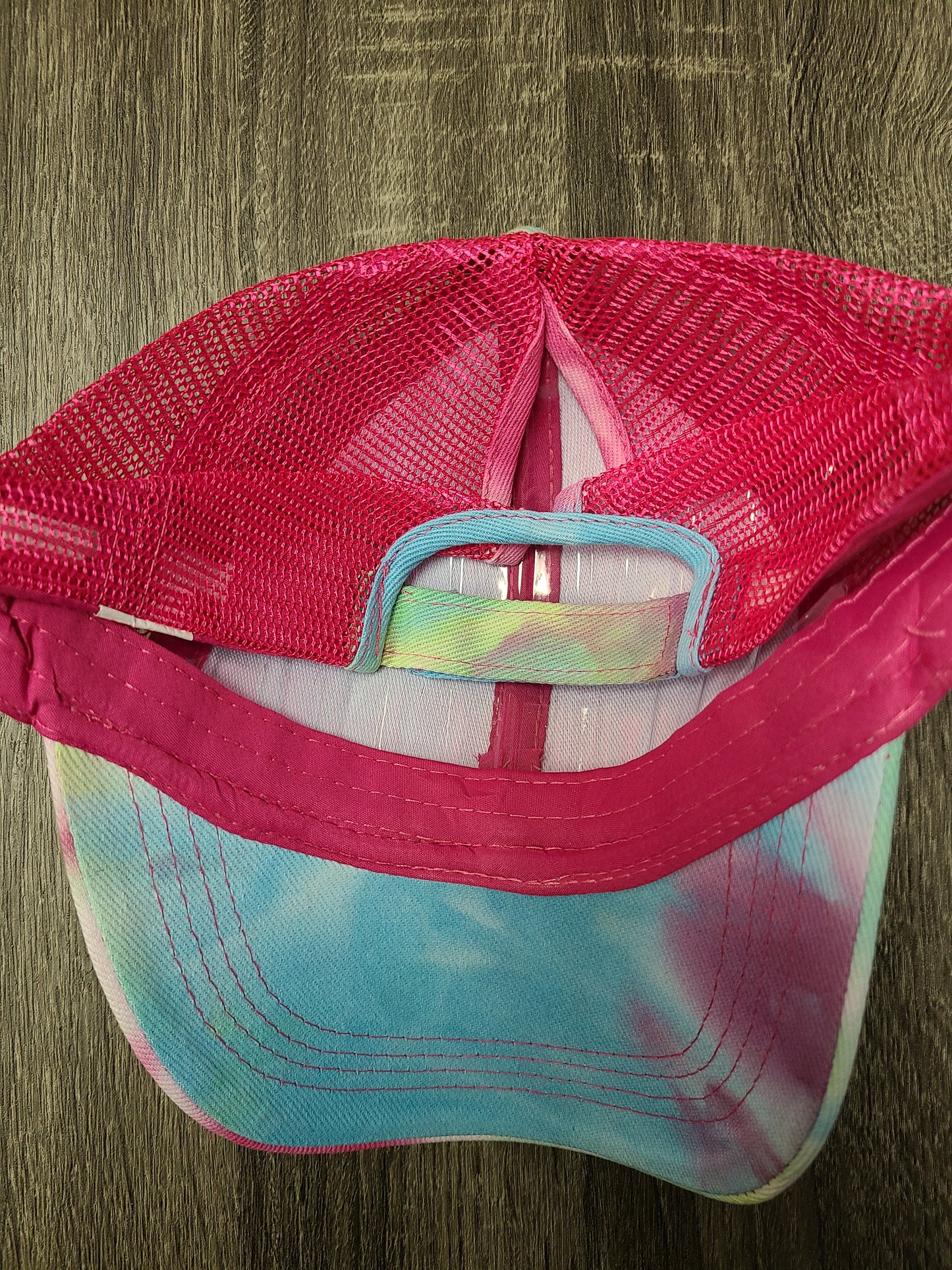 Distressed Pony Tail Hat - Tie Dye (no two are identical)