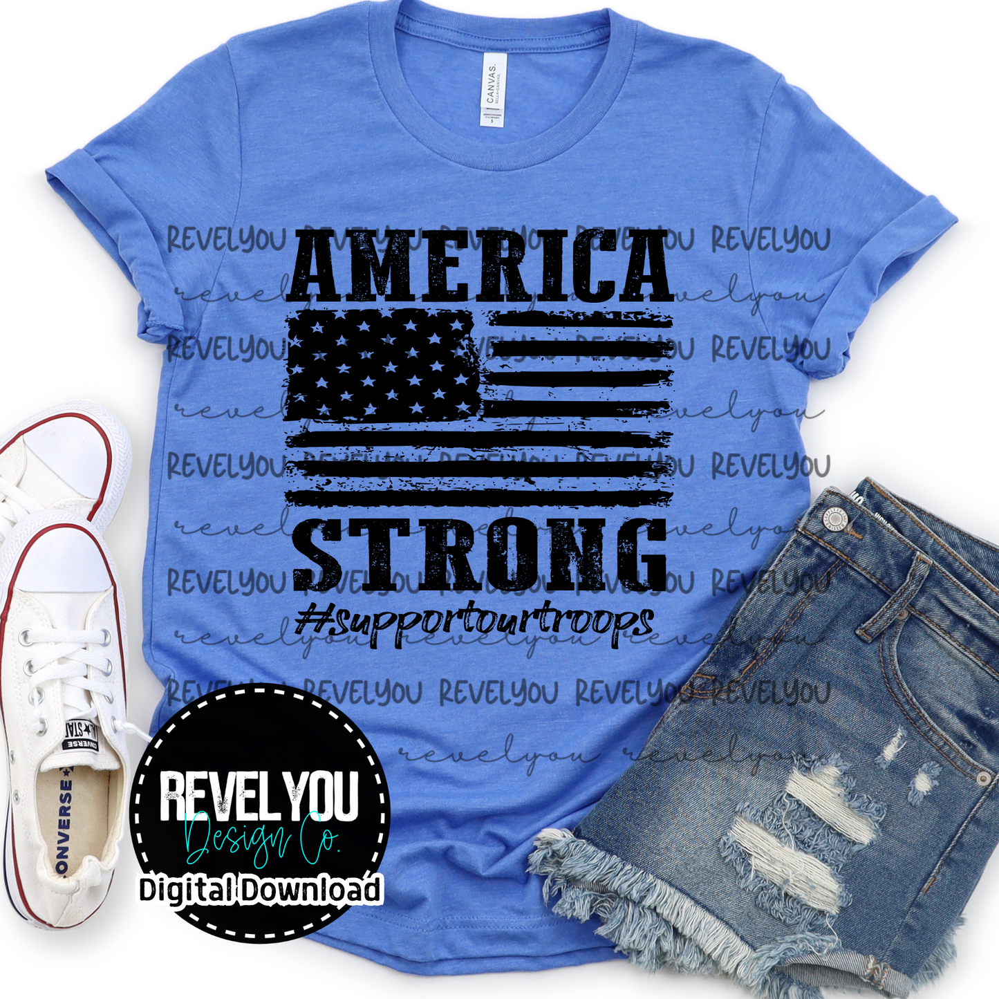 America Strong Support Our Troops - PNG