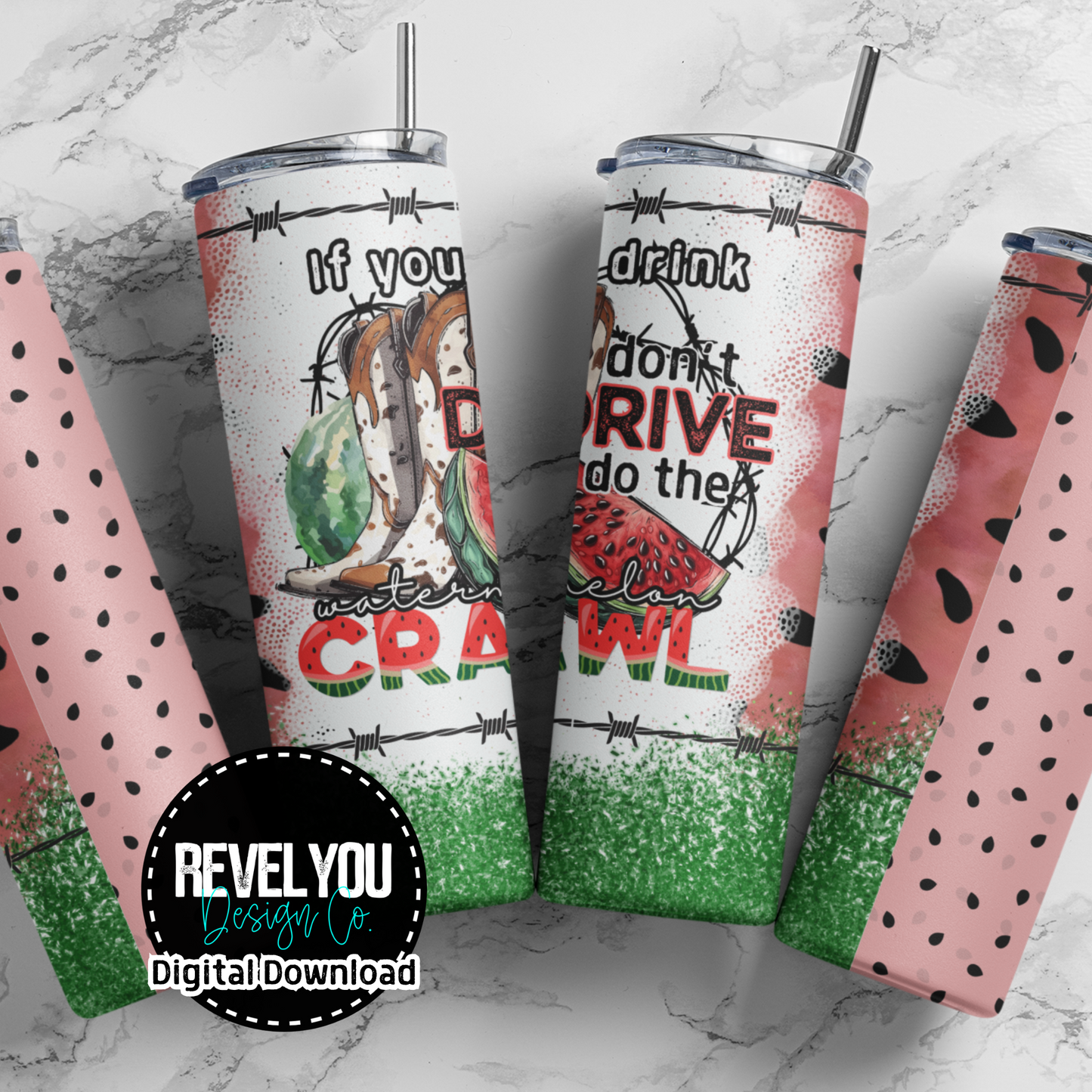 Watermelon Crawl - Digital Tumbler PNG