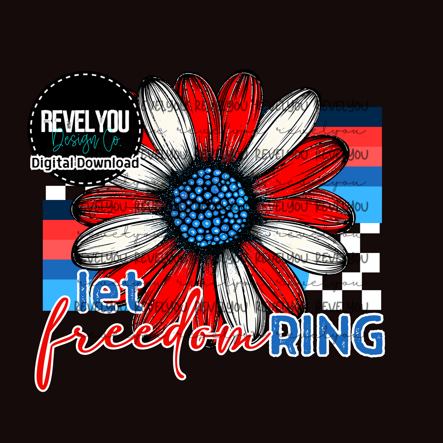 Let Freedom Ring Retro Flower - PNG