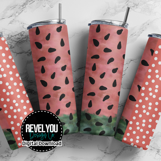 Rustic Red Watermelon - Digital Tumbler PNG