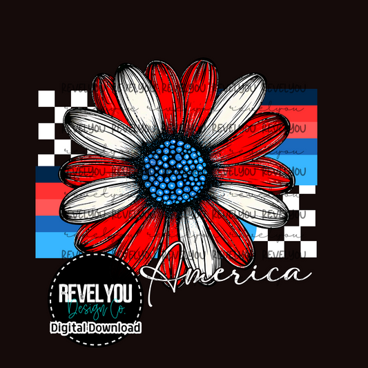 America Retro Flower - PNG