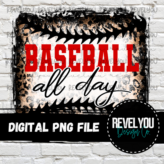 Baseball All Day (Red) - PNG