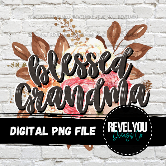 Floral Blessed Grandma - PNG