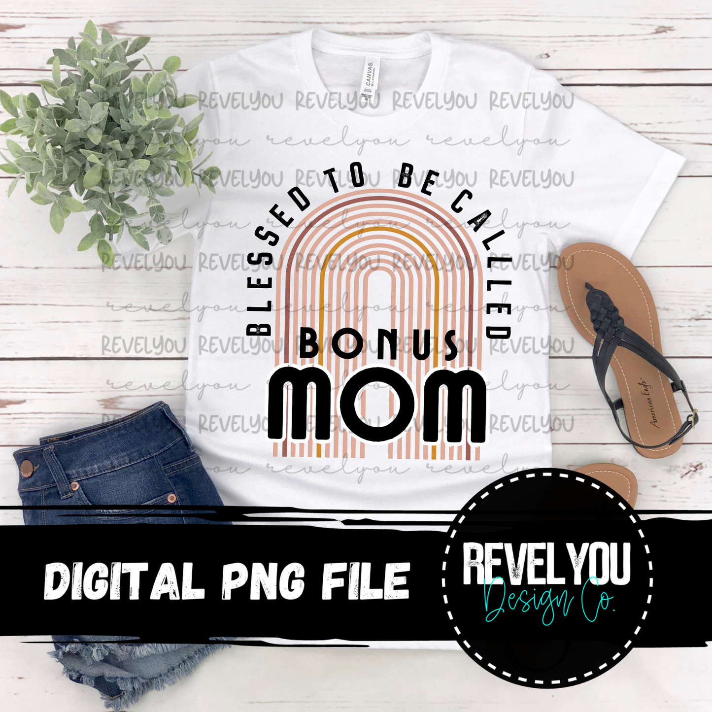 Blessed To Be Called Bonus Mom Rainbow - PNG