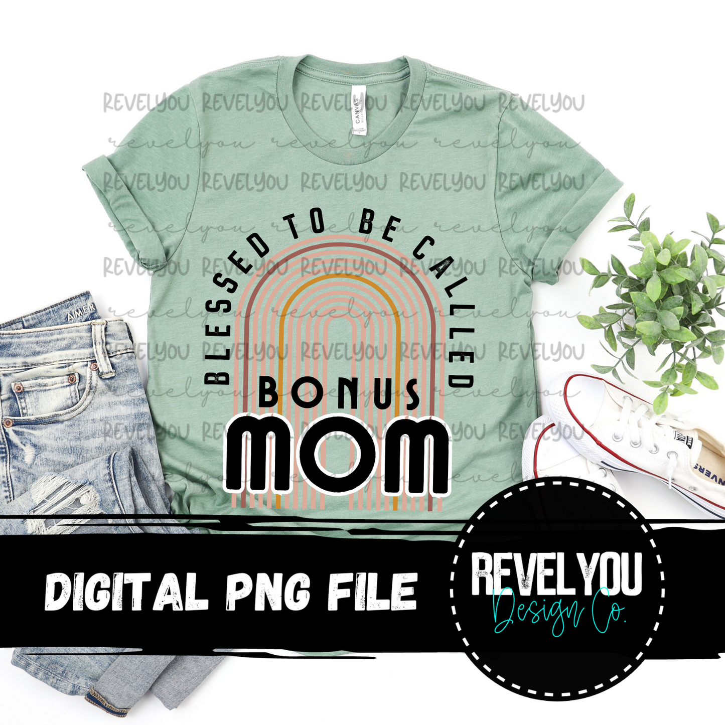 Blessed To Be Called Bonus Mom Rainbow - PNG