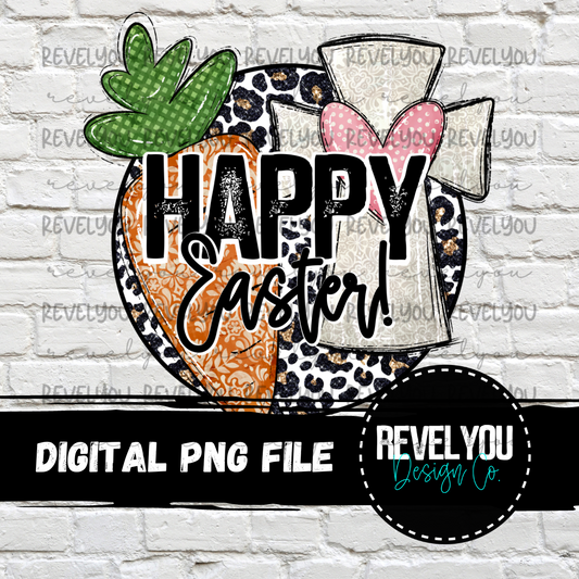 Happy Easter Leopard Circle - PNG